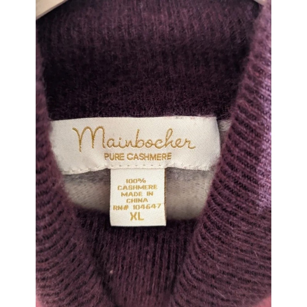 Mainbocher Pure Cashmere Pullover Sweater purple pink white womens size XL